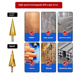 3-mảnh Hex Shank bước khoan đặt túi vải 10mm Đường kính chùa khoan bit tháp khoan thép tấm đục lỗ Kích thước số liệu lớp phủ - Product Image 6