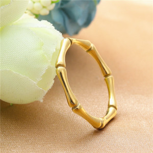 Bamboo Joint <b>Ring</b> Gold Women's Fashion Jewelry Gift Vintage Style Plant Pattern Titanium Steel <b>Ring</b> - Product Image 2