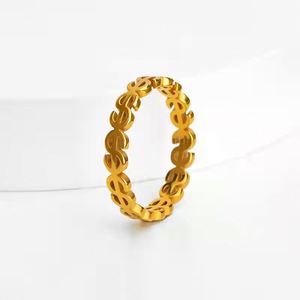 Anillo Personalizado de Acero Inoxidable para Mujer, Diseño de Símbolo de Dólar Completo, Estilo Hip Hop, Color Resistente, Accesorios para los Dedos, Joyería Fina - Product Image 1