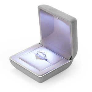 FANXI Luxury Jewelry Grey Microfiber Jewelry <b>LED</b> <b>Light</b> Ring <b>Box</b> Ring Bracelet Pendant Bangle Jewelry <b>Box</b> - Product Image 2