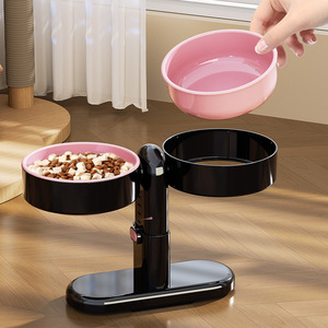 Comedero Doble para Mascotas con Ventosa, Montaje en Pared, Giratorio, Antideslizante, para Perros y Gatos, Fácil de Limpiar, Forma Redondeada - Product Image 4