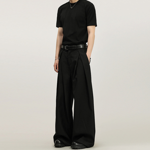 <span class=keywords><strong>Pantaloni</strong></span> Lunghi da <span class=keywords><strong>Uomo</strong></span> Casual a Gamba Larga, a Vita Media, Leggeri, Non Stirabili, con Pieghe Tridimensionali e Vestibilità Ampia - Product Image 4