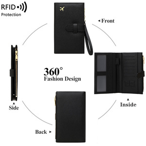 RFID Anti-magnetico passaporto borsa con cerniera con fibbia carta d'identità porta passaporto multifunzionale portafoglio lungo borsa da donna - Product Image 6