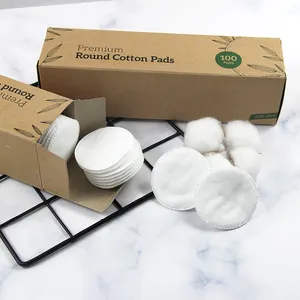 Disposable biodegradable skincare face cleansing cosmetic cotton pads for makeup with Paper package or customized