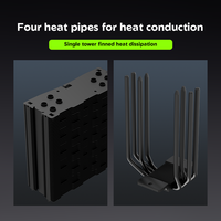 Pendingin Udara CPU Single Tower 4 Heat Pipe dengan Kipas 120mm 240W untuk PC Gaming Desktop Pendinginan Senyap Pencahayaan ARGB PC Kustom
