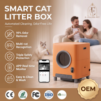 Bac à litière automatique pour chat en plastique 68L, électrique, autonettoyant, contrôle par application, capteur radar de sécurité, pesée intelligente, pour plusieurs chats, usage intérieur