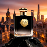 Flacon de parfum vide en verre élégant avec couvercle noir et or dégradé, avec bouchon et pinceau, forme rectangulaire, couleur personnalisable