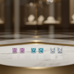 Pendientes de Cristal Blanco E604 con Engaste Geométrico, Joyería Unisex Minimalista para Uso Diario - Product Image 2