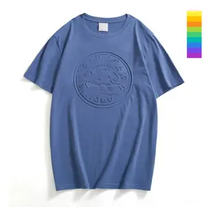 Oversized Custom Logo Casual Korte Mouw Streetstyle 3d Reliëf Heren T-Shirt Bedrukt T-Shirt 100% Katoenen Stof