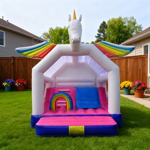 Castillo Inflable Blanco con Tobogán para Niños, Diseño de Unicornio - Product Image 1