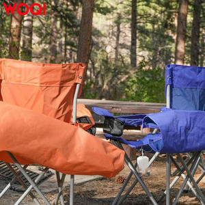 Chaise pliante Woqi pour le camping en plein air, chaise de jardin rectangulaire en tissu Oxford bleu, capacité de charge de 110 kg, design pliable - Product Image 4
