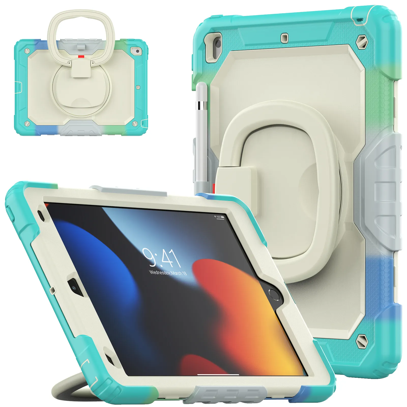 Hot Selling Rainbow Color Silicone case For iPad 10.2 air 4 Mini Full Body Protective Tablet Cover For Samsung A8