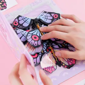 Collection de signets papillon volant avec autocollants et pinces à livres Carte de voeux pour étudiants Cadeaux en papier - Product Image 4