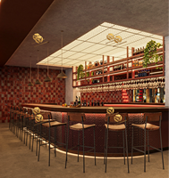 Concept d'intérieur de bar à whisky 3D, design de comptoir de bar commercial moderne, comptoir de bar à cocktails personnalisé pour restaurant, café