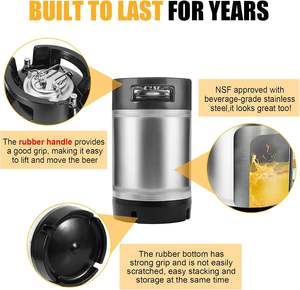 برميل كورني محمول جديد سعة <span class=keywords><strong>2</strong></span>.5 جالون (9.5 لتر) من الفولاذ المقاوم للصدأ مع مقابض مطاطية مزدوجة وقاعدة مطاطية متينة - Product Image 5
