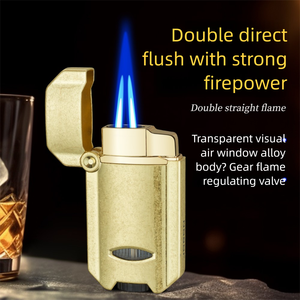 Encendedor de <span class=keywords><strong>gas</strong></span> butano JOBON al por mayor, doble llama azul, recargable, llama ajustable, accesorios para fumar, regalos para cigarros - Product Image 3