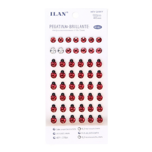 Adesivo con strass ILAN Ladybug 10x13mm 48 pezzi Decorazione per unghie - Product Image 2