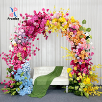 Arche de mariage en métal avec fleurs artificielles en soie, écologique, réglable, avec couleur et taille personnalisables