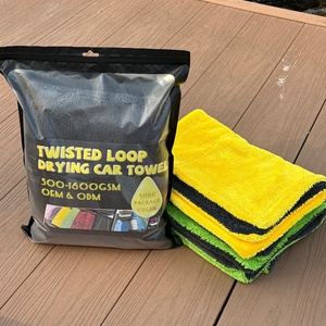 Wholesale High Quality Detailing 1200gsm 1400GSM 1600GSM 60x90cm Dual Pile Layered Twisted Loop Microfiber <b>Drying</b> Car <b>Towels</b> - Product Image 1