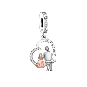 Passend für Original-Armband Halskette 925 Sterling Silber Vater und Tochter Ewige Liebe Perlen-Charm für Schmuckherstellung Vatertag - Product Image 2