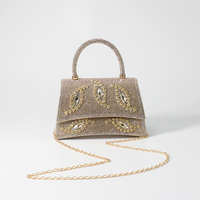 Bolso de Noche Trapezoidal de Lujo para Mujer, Cubierto de Diamantes de Imitación, Diseño de Solapa de Cristal Marquise, Asa de Muñeca con Diamantes para Bodas y Fiestas