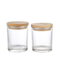 Vente Directe Usine : Pot à Bougie en Verre Clair de 200 ml avec Couvercle en Bois de Bambou pour Cire de Soja