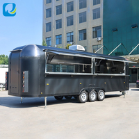 Chammp Remorque alimentaire mobile entièrement équipée en acier inoxydable brossé de 8 m, personnalisée pour la vente rapide de nourriture, de snacks, de boissons et de bonbons