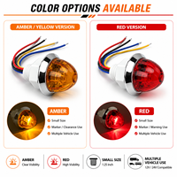 Luz LED de 1.25 Pulgadas Tipo Sandía, 12V 24V, Roja y Ámbar, para Camiones y Remolques, Luz de Posición Lateral