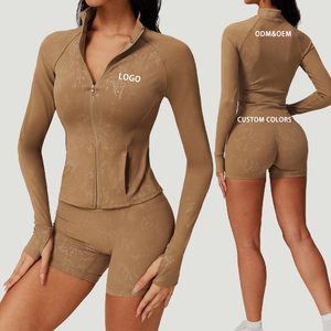 Chaud or séchage rapide serré course <span class=keywords><strong>blazer</strong></span> respirant <span class=keywords><strong>nu</strong></span> sentiment entraînement Fitness Yoga manteau femmes sans couture Yoga veste - Product Image 1