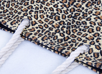 Sac à main à épaule en toile de luxe pour femme, grand sac de plage d'été imprimé léopard, fourre-tout tendance