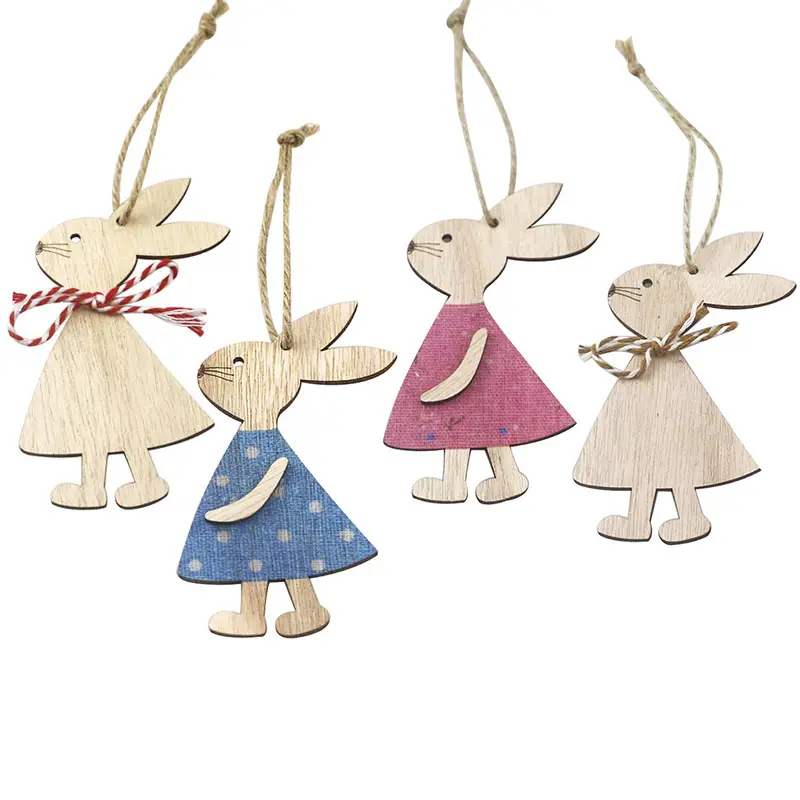 Placa de conejo de madera de Pascua, tamaño pequeño, árbol de conejo, decoración, Kit de artesanía colgante