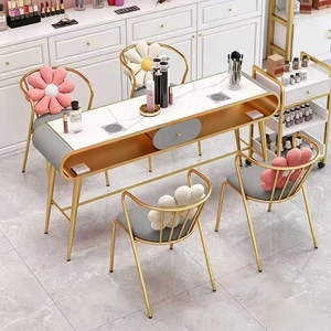 Juego de Mesa y Silla de Manicura de Alta Gama para una Persona, Mesa de Manicura Moderna de Mármol con Aspiradora - Product Image 3