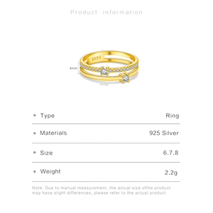 Bague Éternité Double Ligne FUAMAY 2 Grammes Or Style Classique Argent 925 Anillo De Plata pour Mariages Fêtes <span class=keywords><strong>Prix</strong></span> de Gros - Product Image 2