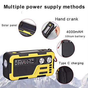 <span class=keywords><strong>Radio</strong></span> à manivelle d'urgence étanche - Alimentée par énergie solaire avec lampe de poche et batterie externe pour les activités de plein air - Product Image 5