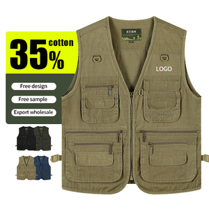 Chaleco multibolsillo para hombre, chaleco táctico de alta calidad con logotipo personalizado para pesca, senderismo y uso al aire libre - Product Image 3