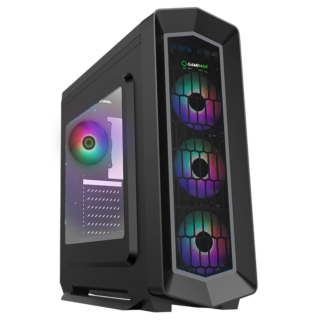 GameMax Asgard Gaming Computer case with RGB Fans, ARUA Sync, Fully Mesh Front Panel Improved Airflow