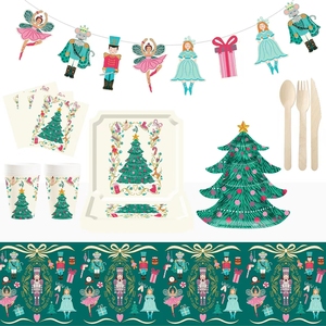 DAMAI Wholesale Xmas <b>Tree</b> Shape Party Plates Nutcracker Theme Dinner Tableware Party Banner Garland Paper Tablecloth Cake <b>Topper</b> - Product Image 3