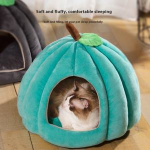 Cama para Mascotas Universal para las Cuatro Estaciones, Tipo Nido Cerrado y Cálido para Invierno, con Diseño de Calabaza, para Navidad - Product Image 6