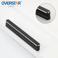 Poignées de meuble modernes en aluminium noir mat, robustes, à profil chanfreiné taillé en diamant, pour chambre et villa, vente en gros