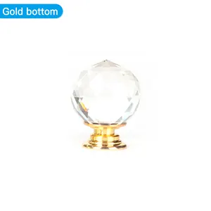 Chinese Fabriek Kristallen Glazen Deur Handvat Groothandel Decoratieve Kristallen Glas Deurgrepen Knoppen Met Diamant