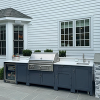 Vente en gros d'armoires de cuisine extérieures ignifuges avec barbecue frais au toucher Armoire de cuisine extérieure en acier inoxydable SS304