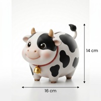 Tirelire Mignonne en Résine Vache, Boîte à Monnaie Incassable avec Clochette, Ornement de Bureau, Cadeau pour Enfants, Décoration Créative pour la Maison