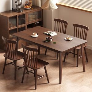 Ensemble <span class=keywords><strong>de</strong></span> table à manger en bois massif extensible avec 4 chaises, design moderne et simple, en bois d'hévéa, <span class=keywords><strong>prix</strong></span> <span class=keywords><strong>de</strong></span> gros - Product Image 4