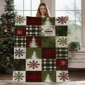 <b>Christmas</b> Plaid <b>Blanket</b> Soft Flannel Throw Customized Modern Classic Pattern Warm Cozy Bedding Sofa Travel <b>Blanket</b> - Product Image 1