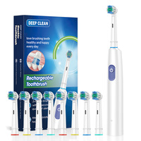Brosse à dents électrique durable la plus vendue, rotative, rechargeable par USB-C, avec 4 têtes de brosse et étui
