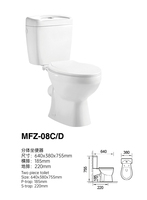 Cuvette de toilette moderne à double chasse d'eau Céramique allongée Deux pièces P-Trap S-Trap pour la maison, la villa, l'école et la salle de bain-Prix des Philippines