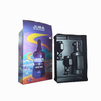 Boîte d'emballage pour whisky brillante avec insert en plastique pour bouteille, boîte en papier pour whisky avec boîte en carton épais STPP