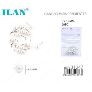Ganci per orecchini Ilan con perle avorio 8x19mm, 20 pezzi per la creazione di gioielli - Product Image 1