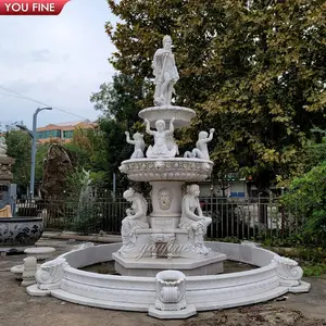 Fontana d'acqua con statua in marmo da giardino decorativo per esterni