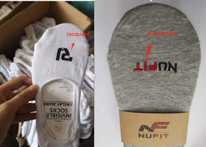 Số lượng lớn thêu <span class=keywords><strong>Jacquard</strong></span> unisex vớ với logo in đồng bằng màu trắng vô hình tùy chỉnh của nam giới vớ - Product Image 5